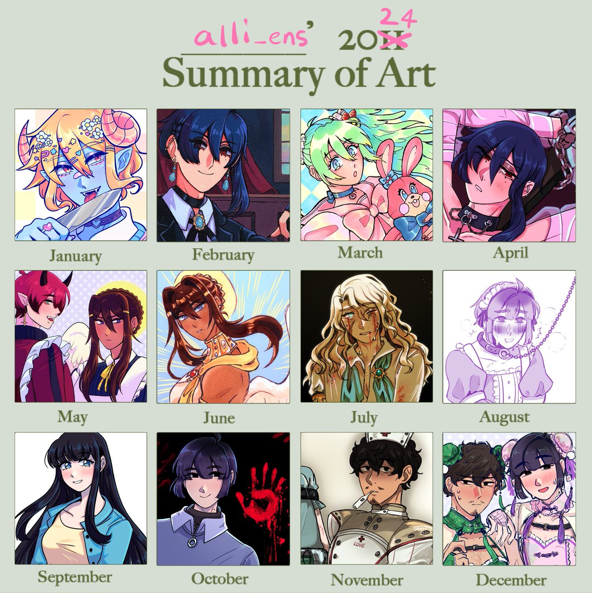 alli_ens's tweet photo. heres a bunch of older ones! im so pissed i didnt use the stupid green DA template in 2021 T_T i should re-edit it to match https://t.co/oVD0AgNtPh