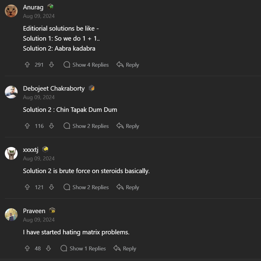 avinash_coder's tweet photo. leetcode comments 🥀😭 https://t.co/Mjfy4BN8Dd