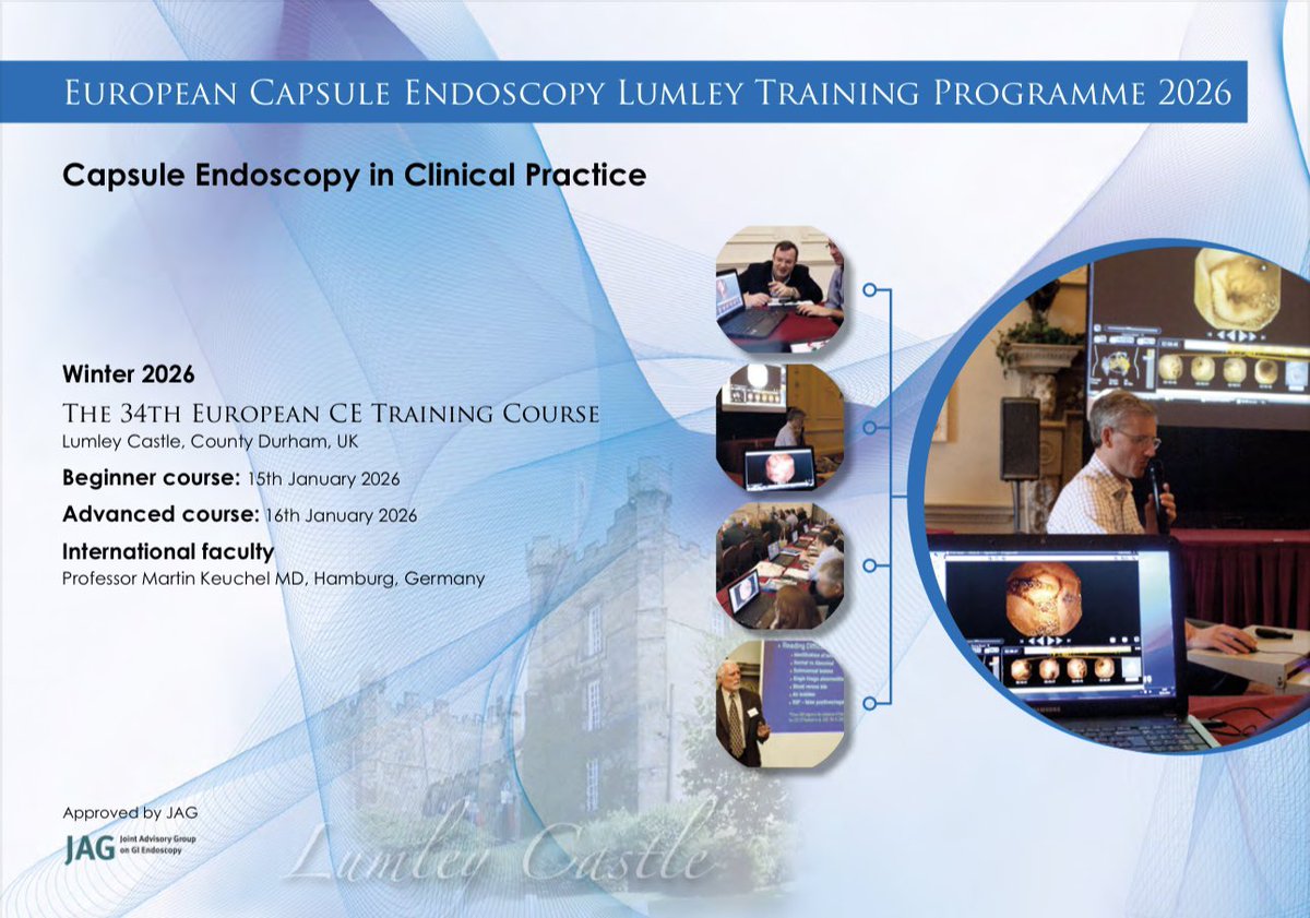 chattree_amit's tweet photo. There is still limited availability for the Lumley Capsule European Capsule Endoscopy Course, taking place on January 15-16th 2026. Join us and an outstanding faculty for what promises to be an essential comprehensive and interactive course. Registration details are attached https://t.co/jm1Wvbs61i