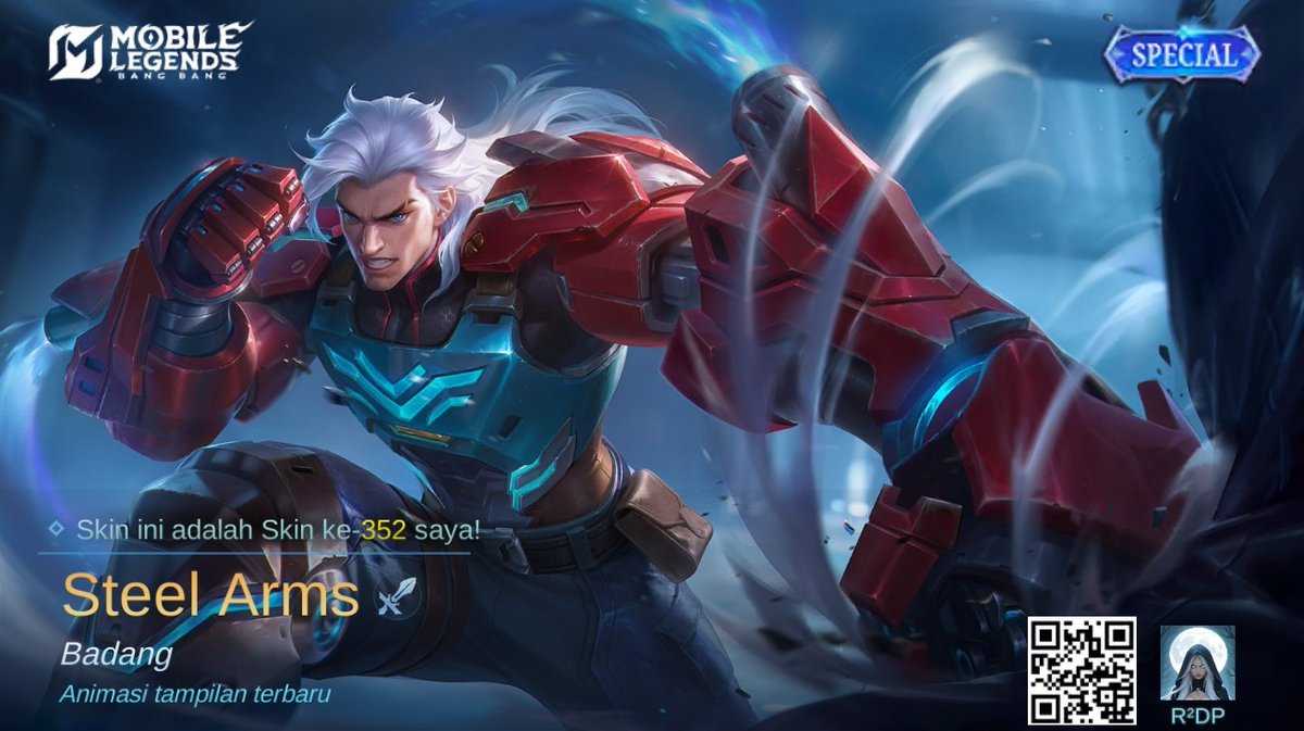 RioHeadbanger's tweet photo. Saya baru saja mendapatkan Skin baru Steel Arms di Mobile Legends: Bang Bang! Ayo kita berhadapan melawan Player MOBA terbaik dunia bersama-sama! 
https://t.co/Bw5kWdWGKs https://t.co/LHd3Jne89s