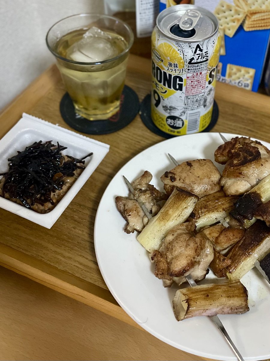 ねぎましまし 立派なネギをいただいたので ねぎま串 納豆ラー油キクラゲ #レッド