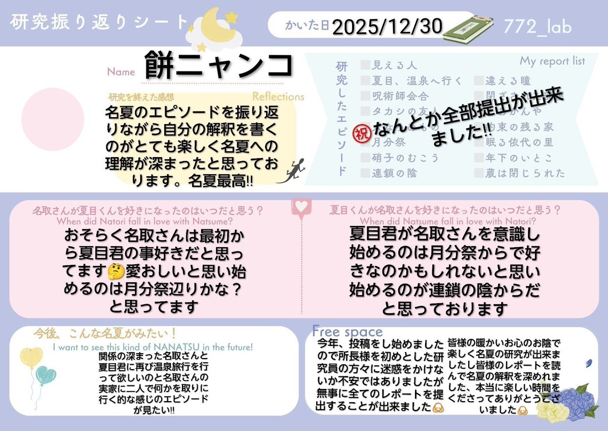 振り返りシートものせます#名夏研究所