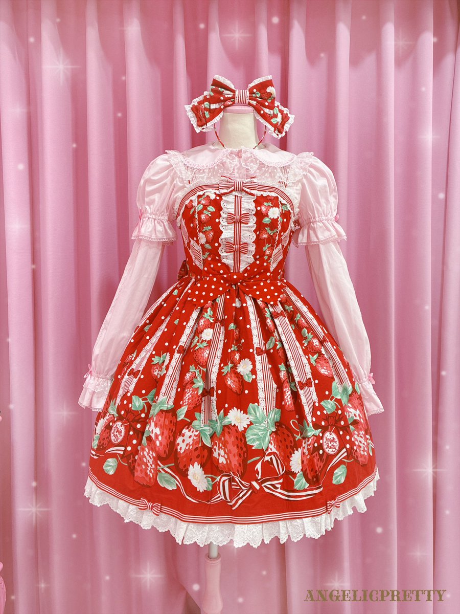 摘みたていちご　赤色　ジャンスカとカチューシャ　試着のみ 🍓摘みたていちごジャンパースカートSet🍓 …¥36,300-(税込) 大人気