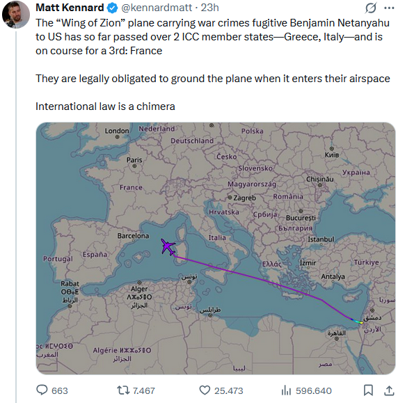 SMaurizi's tweet photo. 1. l'Italia fa notizia in tutto il mondo per l'aereo del criminale di guerra,#Netanyahu,che ha attraversato spazio aereo italiano indisturbato. Come stato membro della #CortePenaleInternazionale(CPI),l'Italia ha il dovere di arrestarlo.
Dovete capire che abbiamo davanti https://t.co/cHFTPBLXzm