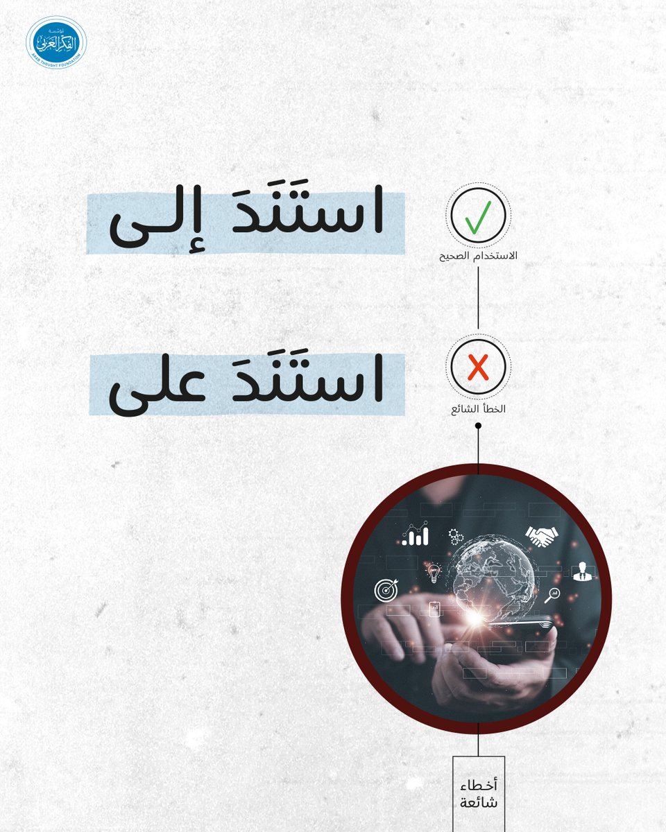 الصواب أن نقول استند إلى قوّة التكنولوجيا وليس استند على قوّة التكنولوجيا، لأنّ الفعل "استند" يتعدّى بـ"إلى" لا بـ"على"
#أخطاء_شائعة #اللغة_العربية #مؤسسة_الفكر_العربي