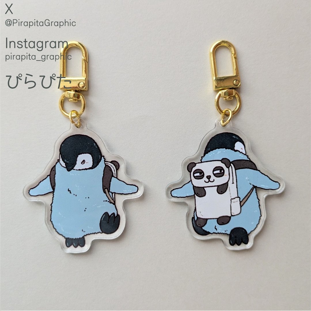 ペンギンキャラクター アクリルキーホルダー NEW》 アクリルキーホルダー 両面イラストのアクリルキーホルダーです