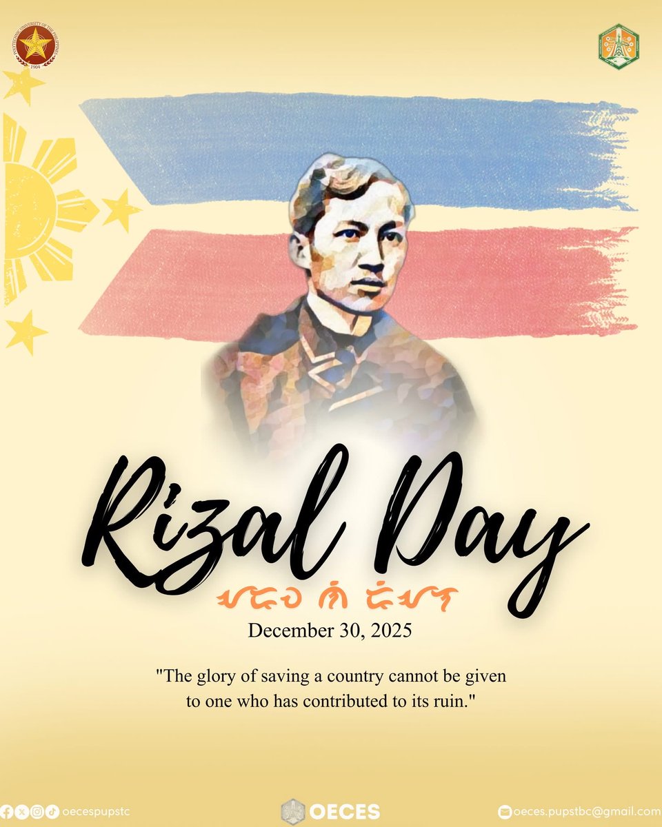 In commemoration of the 129th anniversary of the heroism and martyrdom of our national hero, Gat Jose Rizal, we honor his sacrifices and the life he devoted to our nation’s freedom and progress. May the ideals he upheld continue to inspire patriotism in every Filipino. 🇵🇭