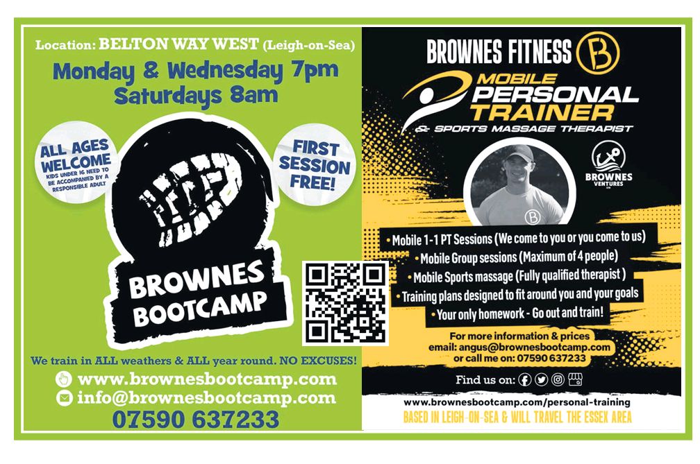 💥 BROWNES BOOT CAMP LEIGH ON SEA 💥
brownesbootcamp.co.uk for all your outdoor training with Brownes Boot Camp , mobile personal training &amp; sports massage/injures. Get in contact today 🏋️‍♂️🥊💪💆‍♂️
#brownesbootcamp #leighonsea #leighonseabootcamp #outdoorfitnesstraining #bootcamp