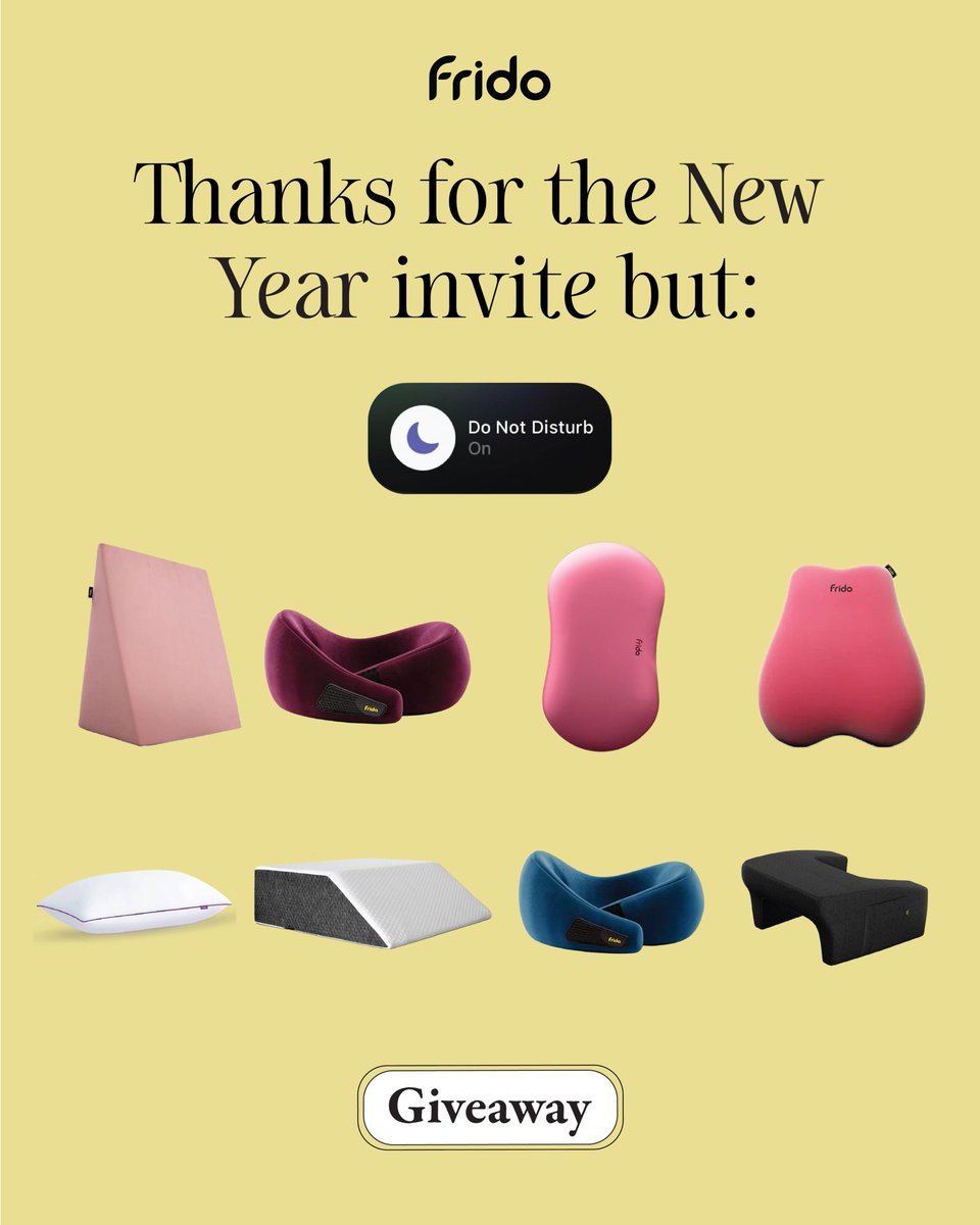Drop Your Comfort Resolution✨
Giveaway Day 4:
Steps:
1. Follow <a href="/frido_official/">Frido</a> 
2. Comment: what’s your ideal NYE plan looks like.
3. Tag 2 friends who also hates loud plans 

Lucky Winner gets a “Do Not Disturb Comfort Kit”🥰