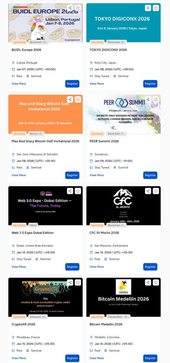 shriyash_soni's tweet photo. 🚀 All upcoming International Blockchain Events happening in January & February 🌍

Conferences • Hackathons • Summits • Meetups
📌 Want the full event list + links?
👉 Follow me
👉 DM me or repost this & tag me
I’ll share the complete list with you 🔗⚡

#BlockchainEvents #Web3 #CryptoEvents #Hackathons #BlockchainCommunity