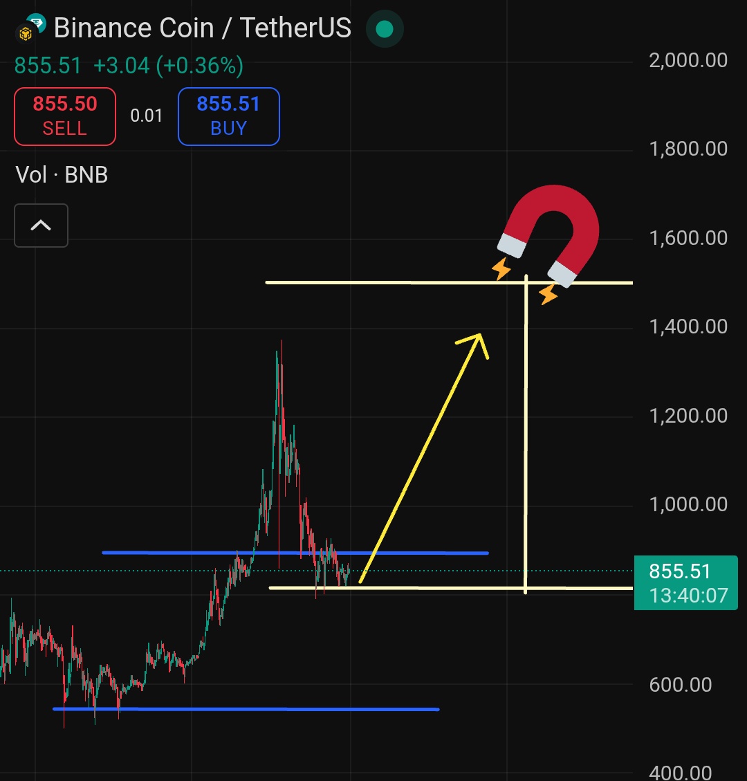 BNB / USDT ( UPDATE ) We are up since 250$ and imo, Bnb is the next ETH.  1600$ range is what we looking at next. Solid consolidation pattern and  still under