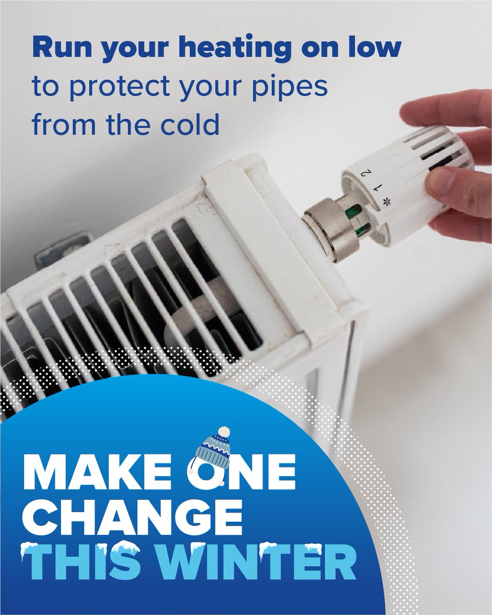 SouthernWater's tweet image. We’re in for a cold spell this week, with temperatures set to drop below freezing❄️ Set your central heating to a minimum of 12°C  to help stop your pipes from cracking.

Find out more👉 ow.ly/AWcc50XQgIB

#MakeOneChange #WinterReady