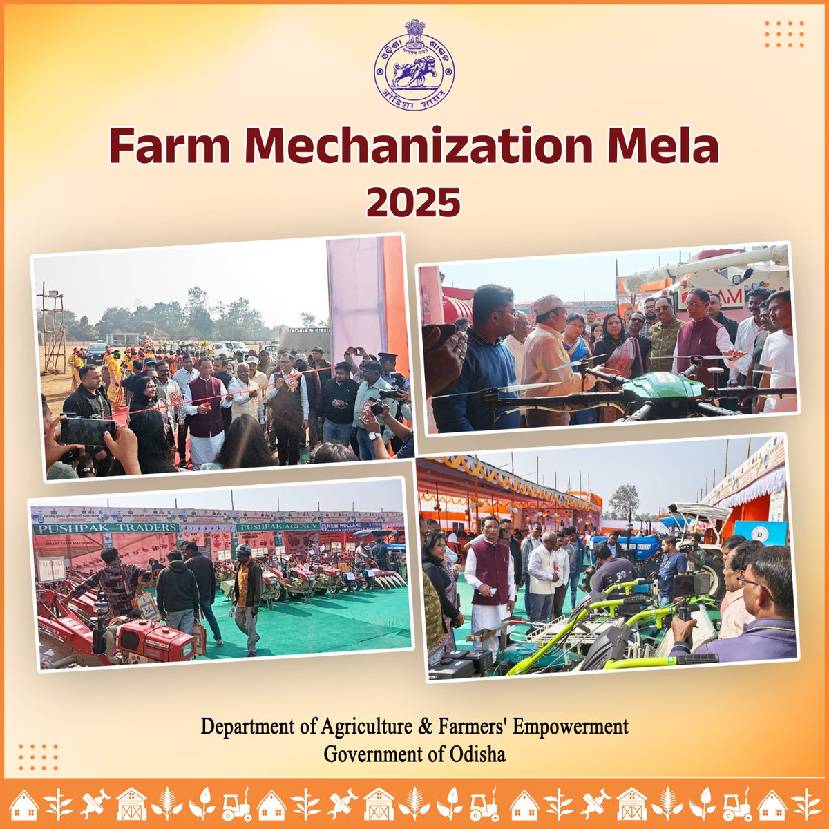 krushibibhag's tweet photo. The Sub-division Level Farm Mechanization Mela-2025 kicked off at the Govt. SSD Girls High School Playground, Rairangpur with a successful inauguration, attended by respected dignitaries who added grandeur to the event. https://t.co/tljHelsmqt