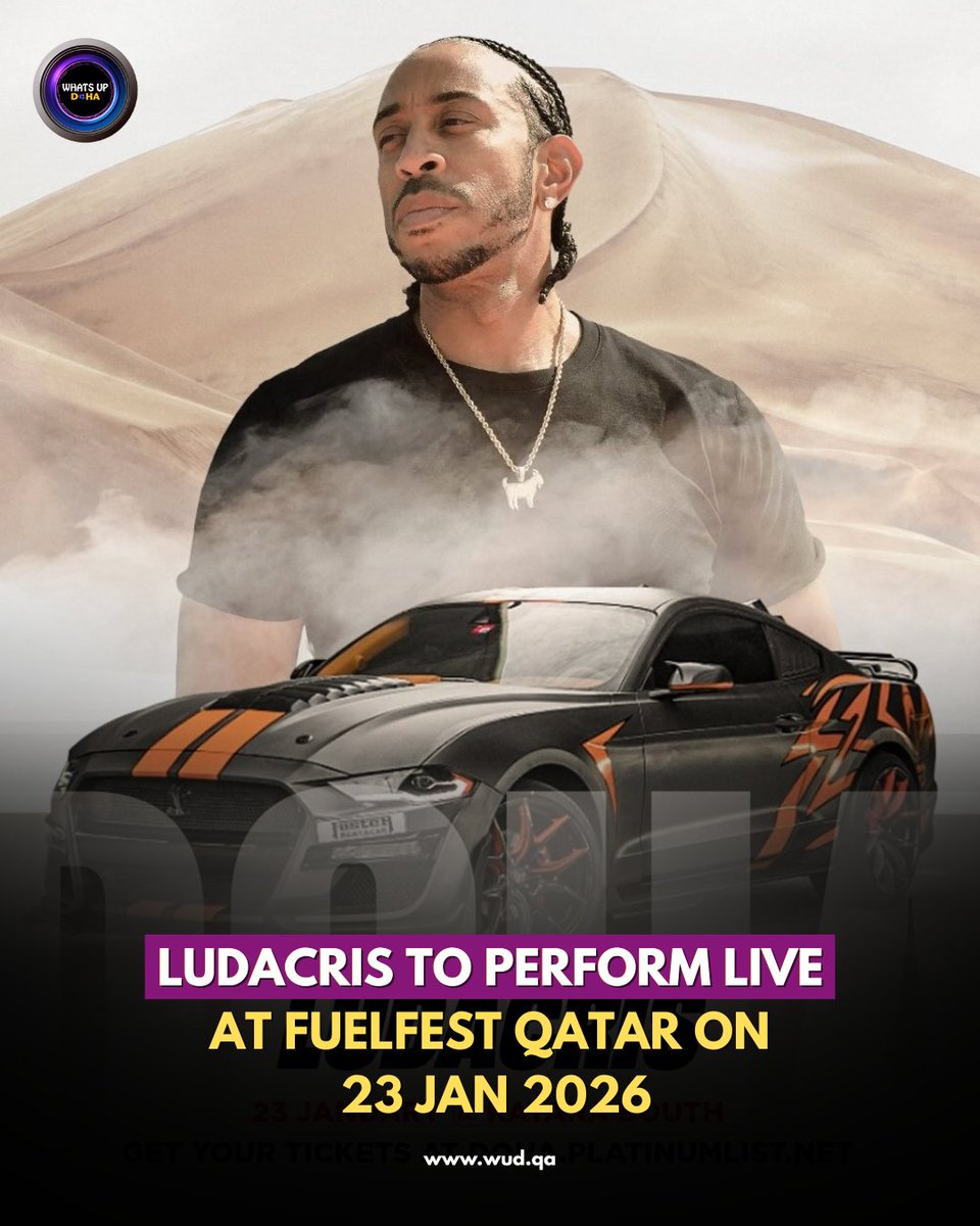whatsupdoha's tweet image. 🔥 Live performance by Ludacris. Massive vibes. Unmatched energy.
One night you don’t want to miss.
🎟️ Get your tickets now @platinumlistqa 
📍 Doha, Qatar | 📅 23 January
@fuelfestarabia

#LudacrisLive #DohaEvents #LiveMusic #ConcertVibes #Whatsupdoha