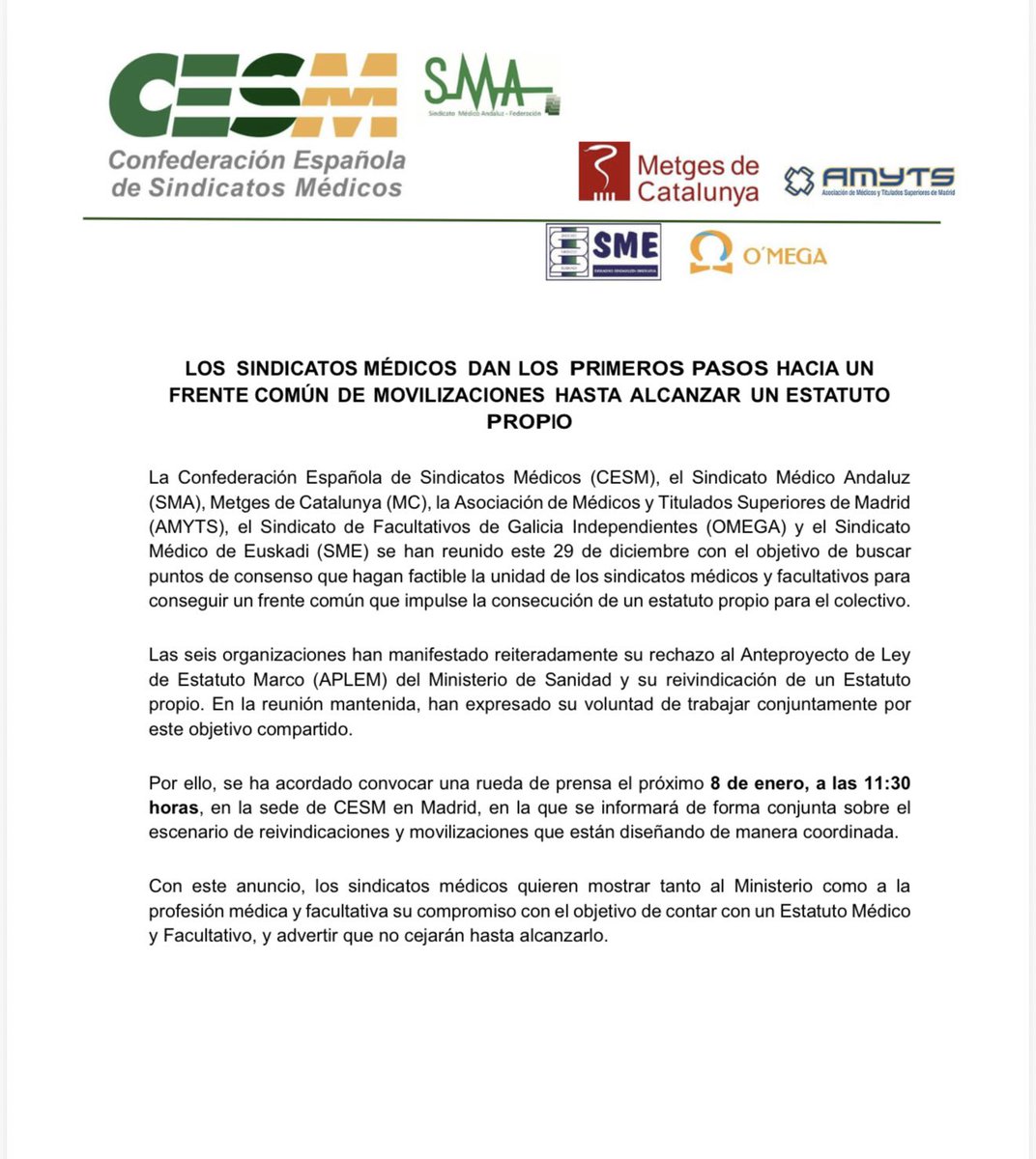 mariajocesm's tweet image. No es un sindicato.
No es una comunidad autónoma.
Es todo el sindicalismo médico unido

“Esto no es un gesto. Es una fase.”

@cesmmur