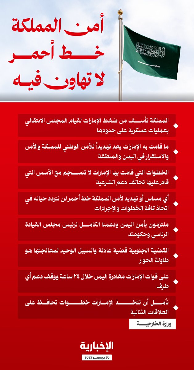 (أمن واستقرار المملكة فوق كل شيء).
.
#أمن_السعودية_خط_أحمر