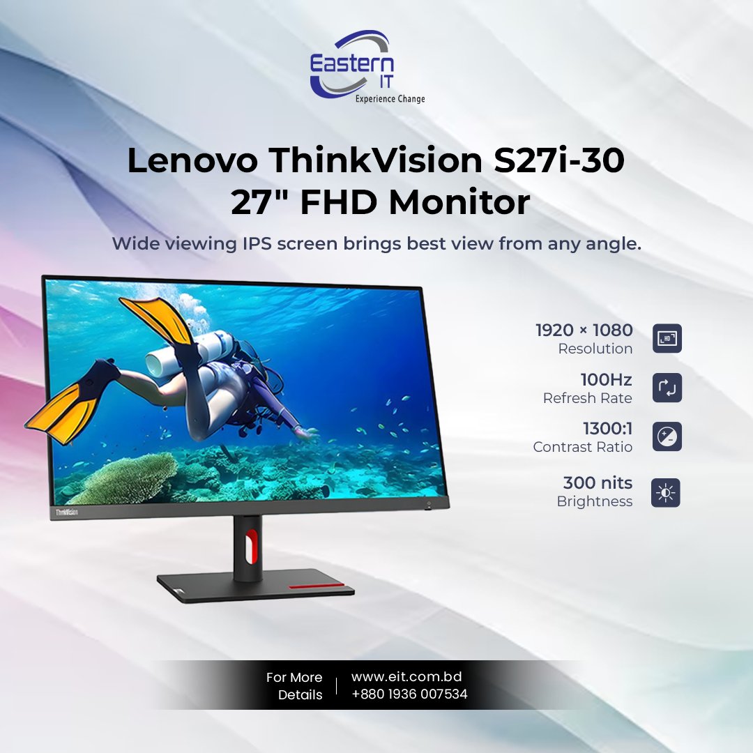 easternitbd's tweet image. 🖥️ 𝐋𝐞𝐧𝐨𝐯𝐨 𝐓𝐡𝐢𝐧𝐤𝐕𝐢𝐬𝐢𝐨𝐧 𝐒𝟐𝟕𝐢-𝟑𝟎 𝐌𝐨𝐧𝐢𝐭𝐨𝐫  
✅ 27 Inch FHD Display
✅ Refresh Rate: 100Hz
✅ IPS Panel for Vibrant Colors
✅ HDMI &amp;amp; VGA Connectivity
🔗 eit.com.bd/lenovo-thinkvi…
📞 +8801936007534
#EasternIT #Lenovo #ThinkVision #Monitor