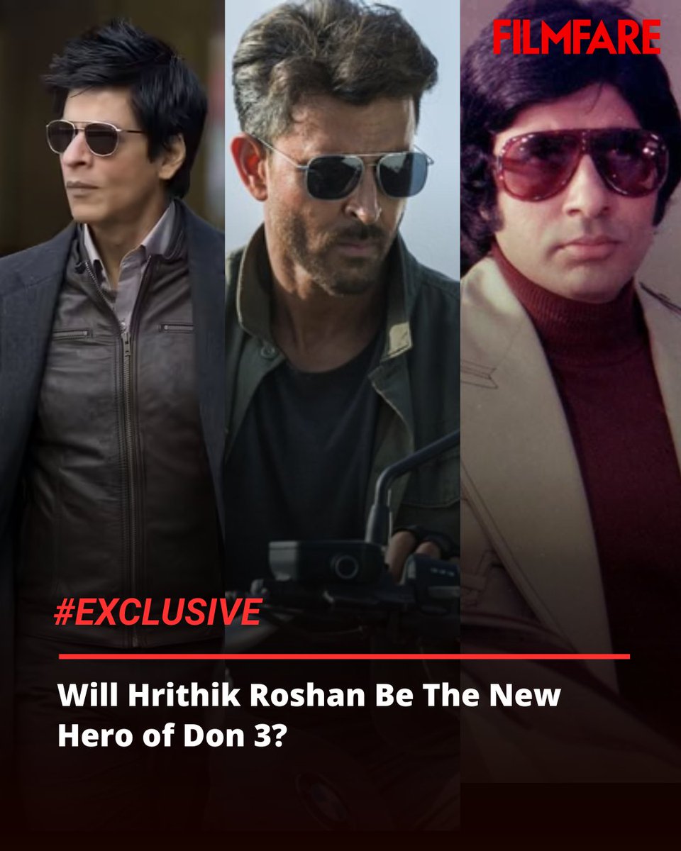filmfare's tweet image. Our Krrish might be the new Don! 😎

After #RanveerSingh's exit from #Don3, the makers have been searching for the perfect star to helm the lead role in Don 3. Our exclusive source has confirmed that it could be no one but #HrithikRoshan. Yes, you read that right! The actor even…