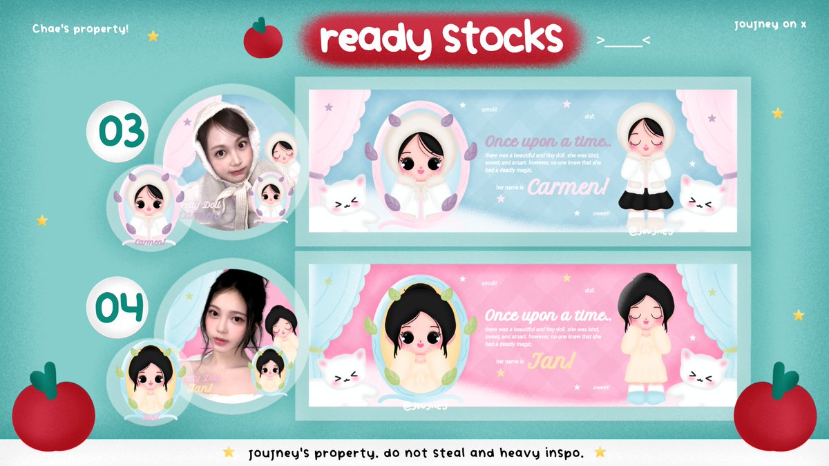 joujney's tweet image. 👀🐱 help rt pls? thanks 🐈✨

ALOHAAA!! ;33 chae punya 8 layout chibi ready stock! ada carmen 2, ningning, wony, ian 2, jiwoo, dan minju! 

💵 25k (free retext)
bisa langsung dm chae untuk jajan &amp;gt;&amp;lt; #zonauang