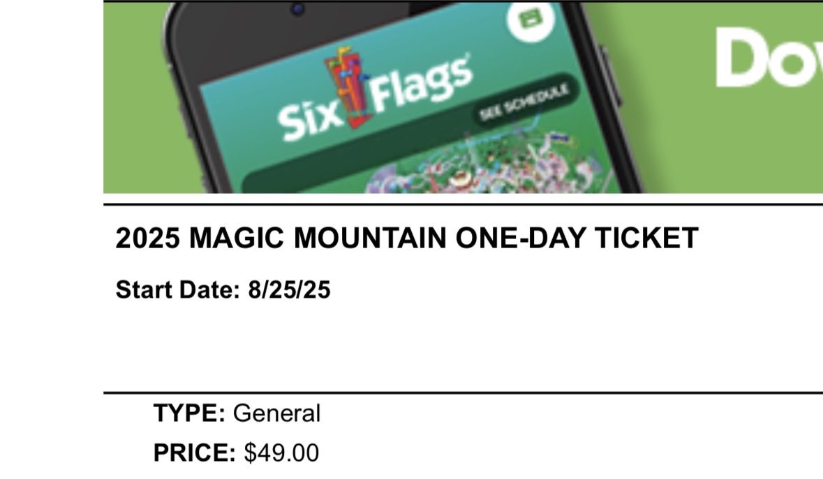 MQbda's tweet photo. @THEWOLFOFTASI هذي تذكرتي ل"Six Flags" امريكا قبل ٣ شهور شامل الضريبه 
السعر ٤٩ دولار =١٨٤ ريال https://t.co/wJiQJe3s68