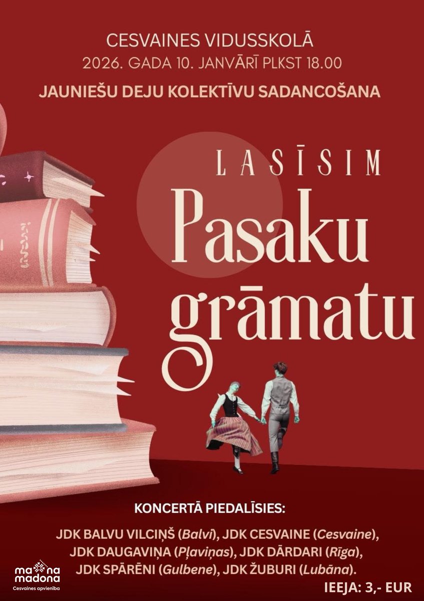 Jauno gadu iesāksim ar dejām un sadancošanu, piedaloties jauniešu deju kolektīviem ne vien no Cesvaines, bet arī apkārtnes. Būs krāšņi!