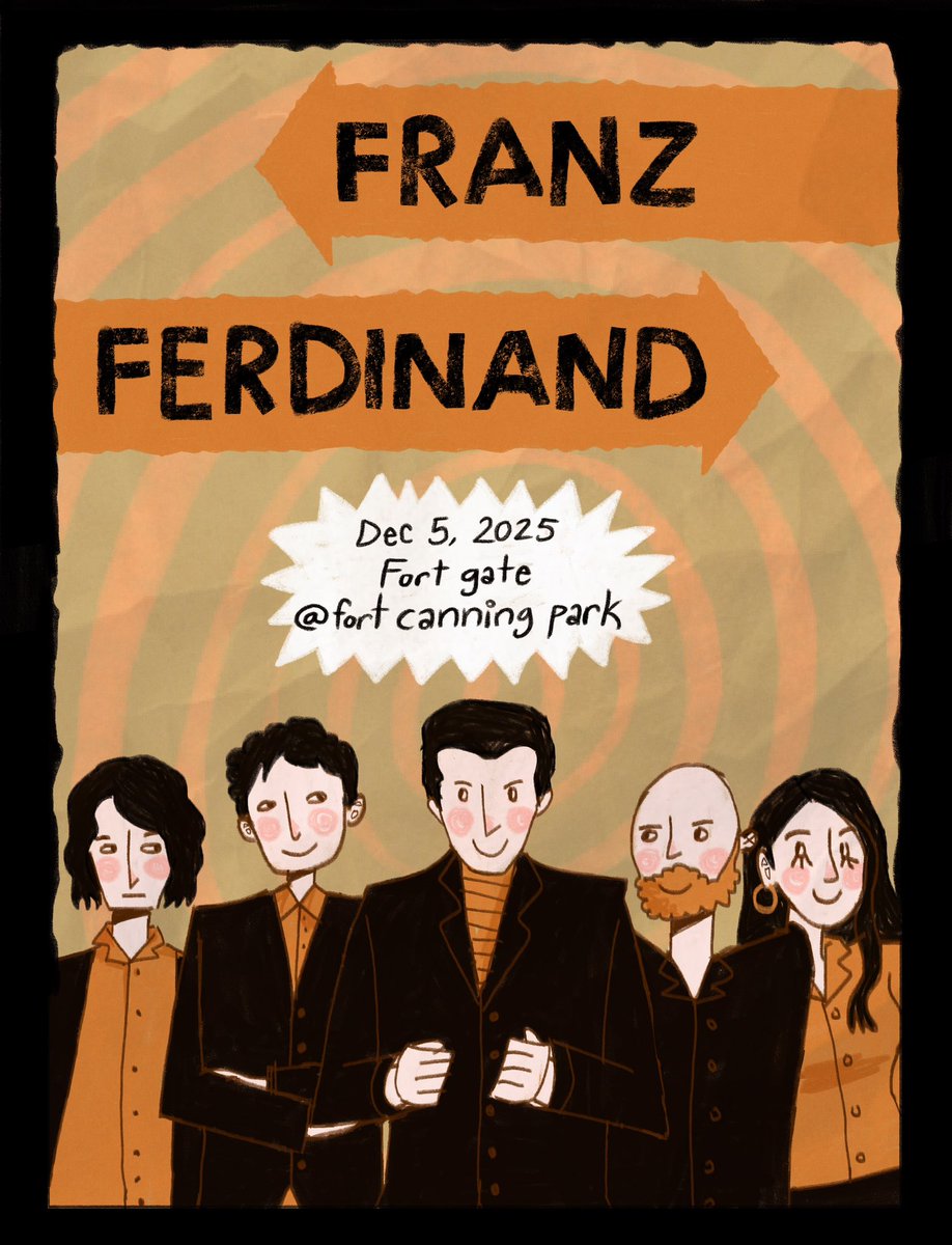 Sashicsn's tweet photo. My dad won a Franz Ferdinand poster contest we joined for fun—by God’s grace!
He won free tix + meet &amp; greet. But it clashed with his Tokyo Comic Con trip, so my sister  and I went instead. What a blessing! Even my poster got to be signed! 🧡 https://t.co/ftwmCaAges