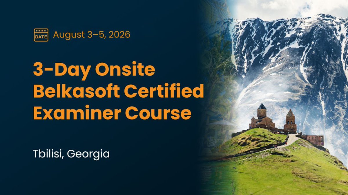 ⏳𝐅𝐈𝐍𝐀𝐋 𝟒𝟖 𝐇𝐎𝐔𝐑𝐒: Save 30% on the BelkaX-101 Onsite Training in Tbilisi!

Master Belkasoft X, earn your certification &amp; 24 CPE credits this August 2026. This is the last chance for the Super Early Bird discount!

Register by 𝐃𝐞𝐜 𝟑𝟏: eu1.hubs.ly/H0qG2vQ0