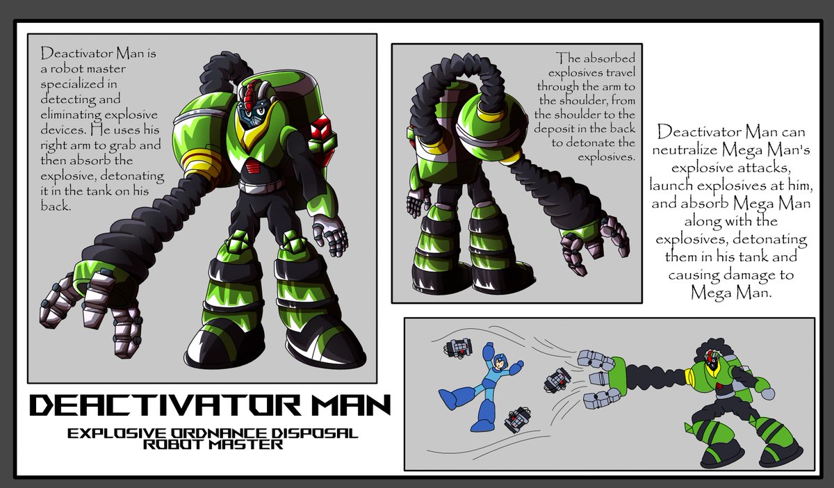 JorgeElPatologo's tweet photo. Robot Master Design: Deactivator Man

- A Explosive Ordnance Disposal Robot master -

#MegaManDO #DesignARobotMaster https://t.co/j647GeS96l
