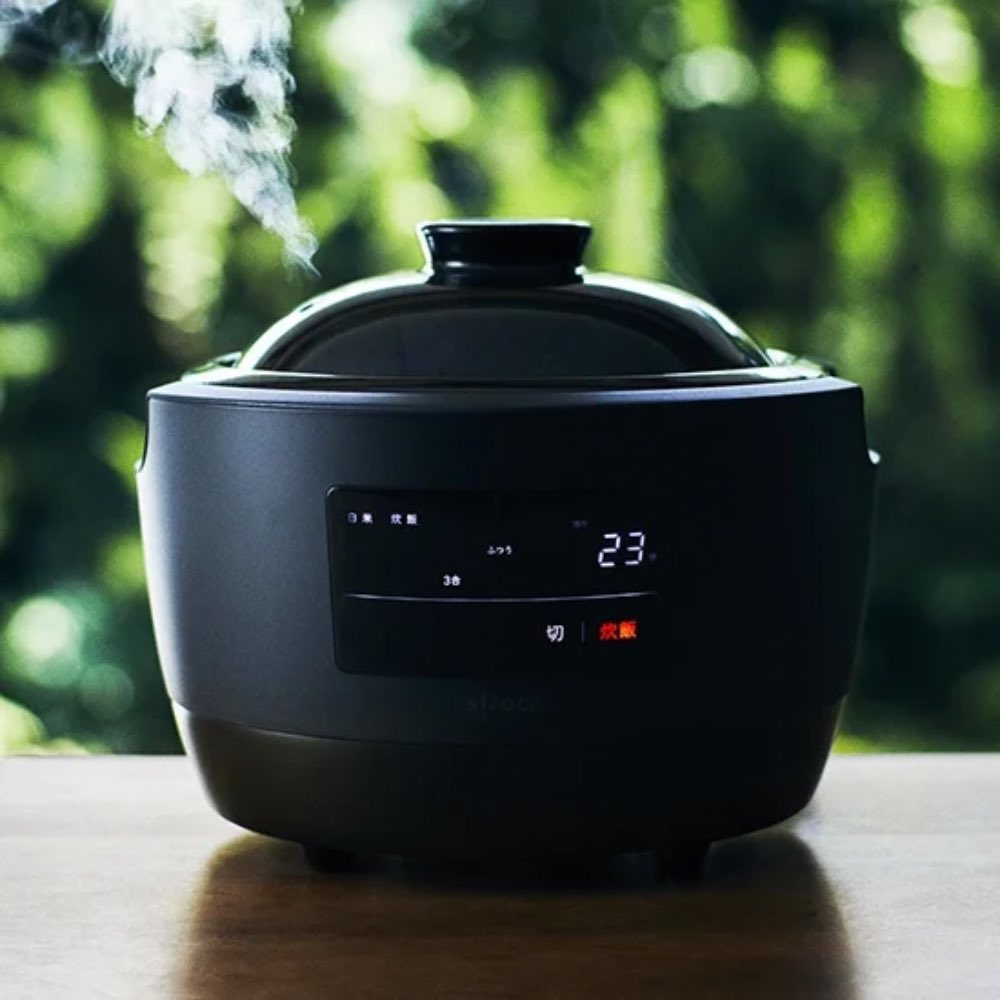 伊賀焼窯元 長谷園 ＆ siroca シロカ SR-E111 かまどさん電気 長谷園×sirocaかまどさん電気SR-E111(K)（ﾌﾞﾗｯｸ）