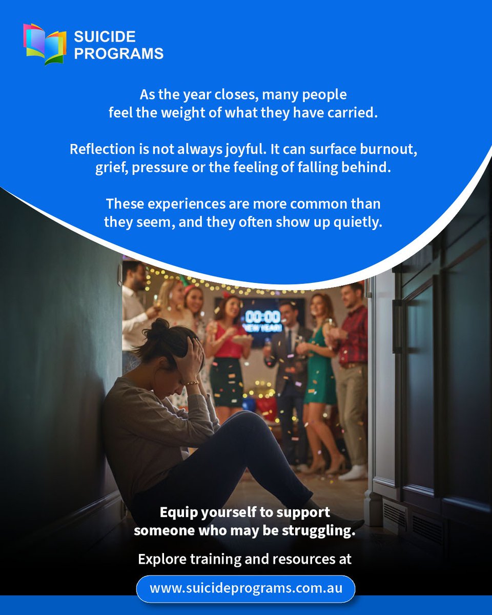 suicideprograms's tweet photo. End-of-year isn’t light for everyone. Stress and loneliness can surface quietly.

Noticing changes and offering support matter https://t.co/A5cxk0N9WG

#EndOfYearSupport #SuicidePrevention #CommunityCare #MentalHealthAwareness #CommunityCare #RecogniseTheSigns #EarlyIntervention https://t.co/ePz5geiWD5