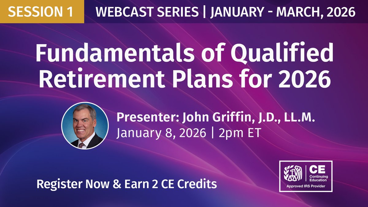 ASC’s 5-session Fundamentals of Qualified Retirement Plans webcast series will give you a solid foundation in the basic rules applicable to qualified retirement plans. Learn more: asc-net.com/training-ce-we…