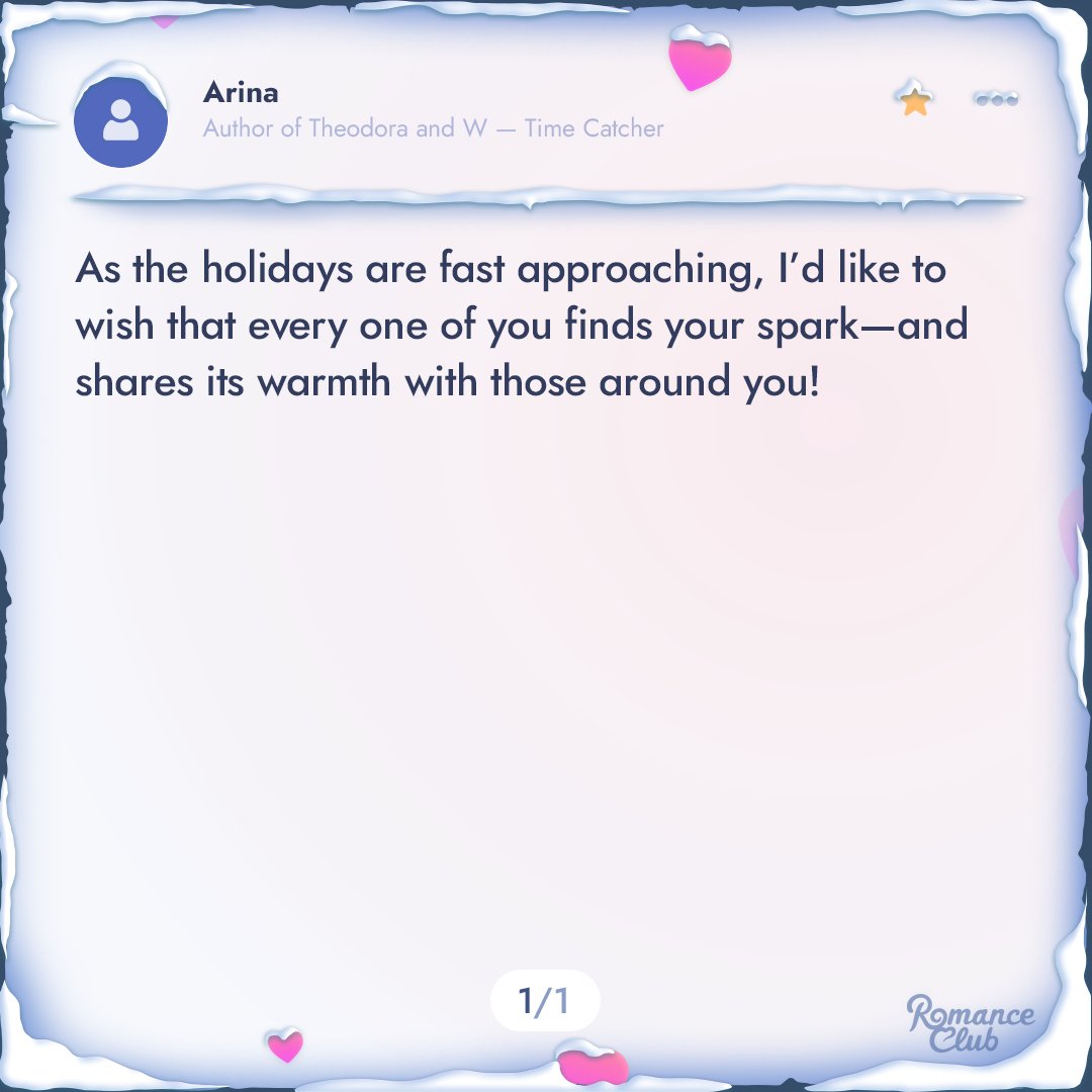 ysiromanceclub's tweet image. 💫 Today we'd like to share a few more holiday messages from our writers.
 
May this give you a moment of peace and add a touch of coziness to your day! ❄️🤍

#adventcalendar #romanceclub #visualnovel #mobilegame #winter