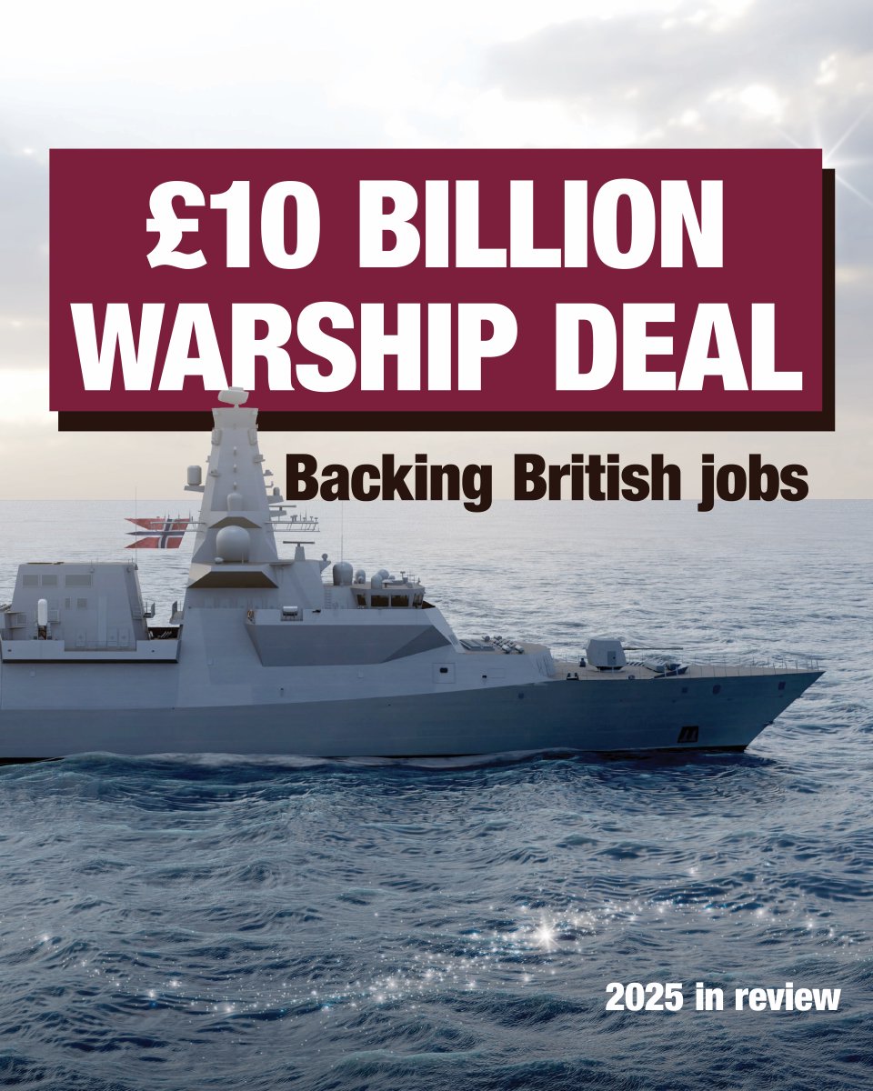DefenceHQ's tweet photo. Our massive deal with Norway boosts British shipbuilding, supports 4,000 UK jobs and will defend vital infrastructure. 🇬🇧🇳🇴

https://t.co/nkBFg8KMz7 https://t.co/c8b7VHc7V4