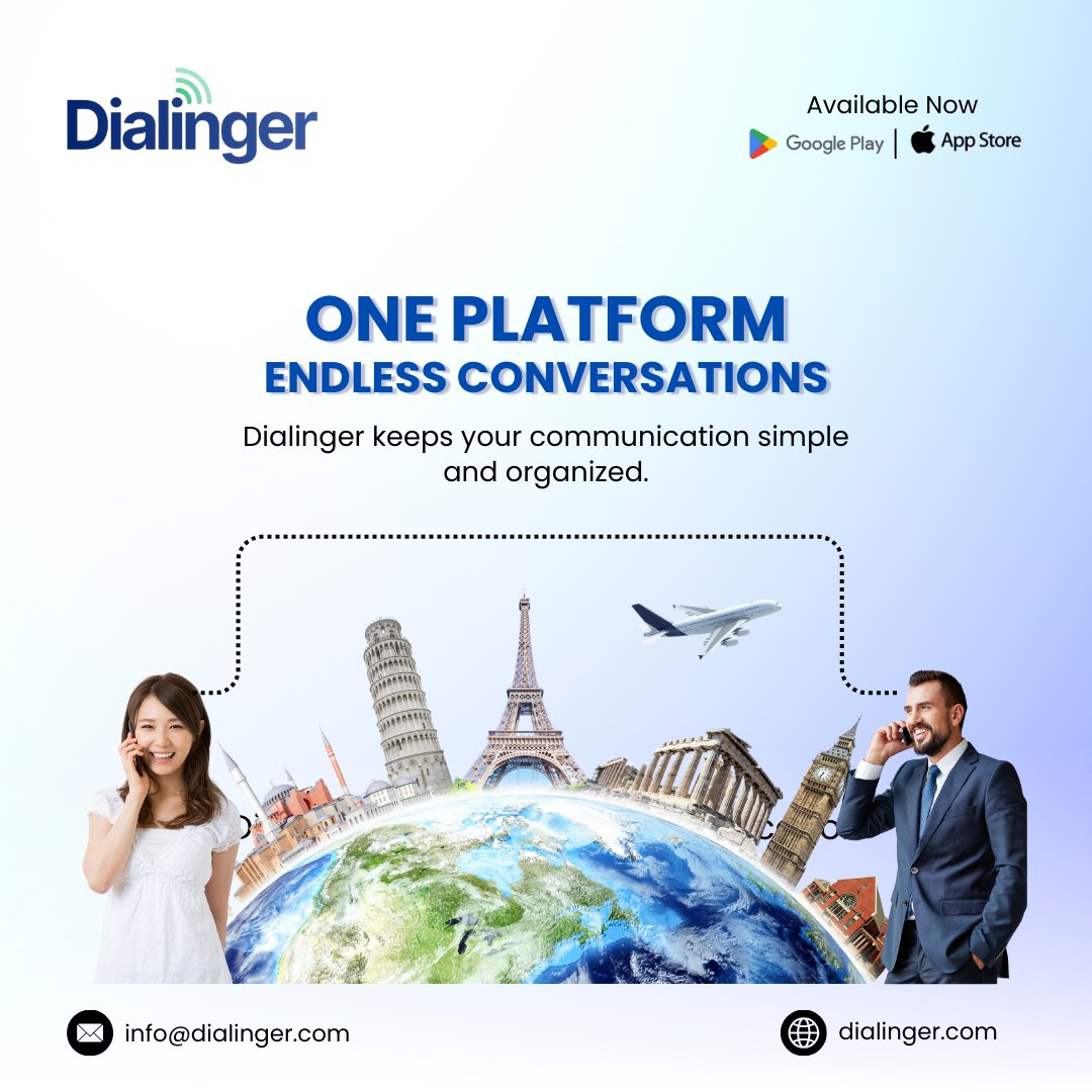 dialinger_'s tweet image. One platform. Endless conversations.
Turn every message into an opportunity and scale customer communication with confidence.

Download now on Google Play &amp;amp; App Store.
Visit: dialinger.com
Contact: info@dialinger.com

#Dialinger #VoIP #CloudCalling #SmartCommunication