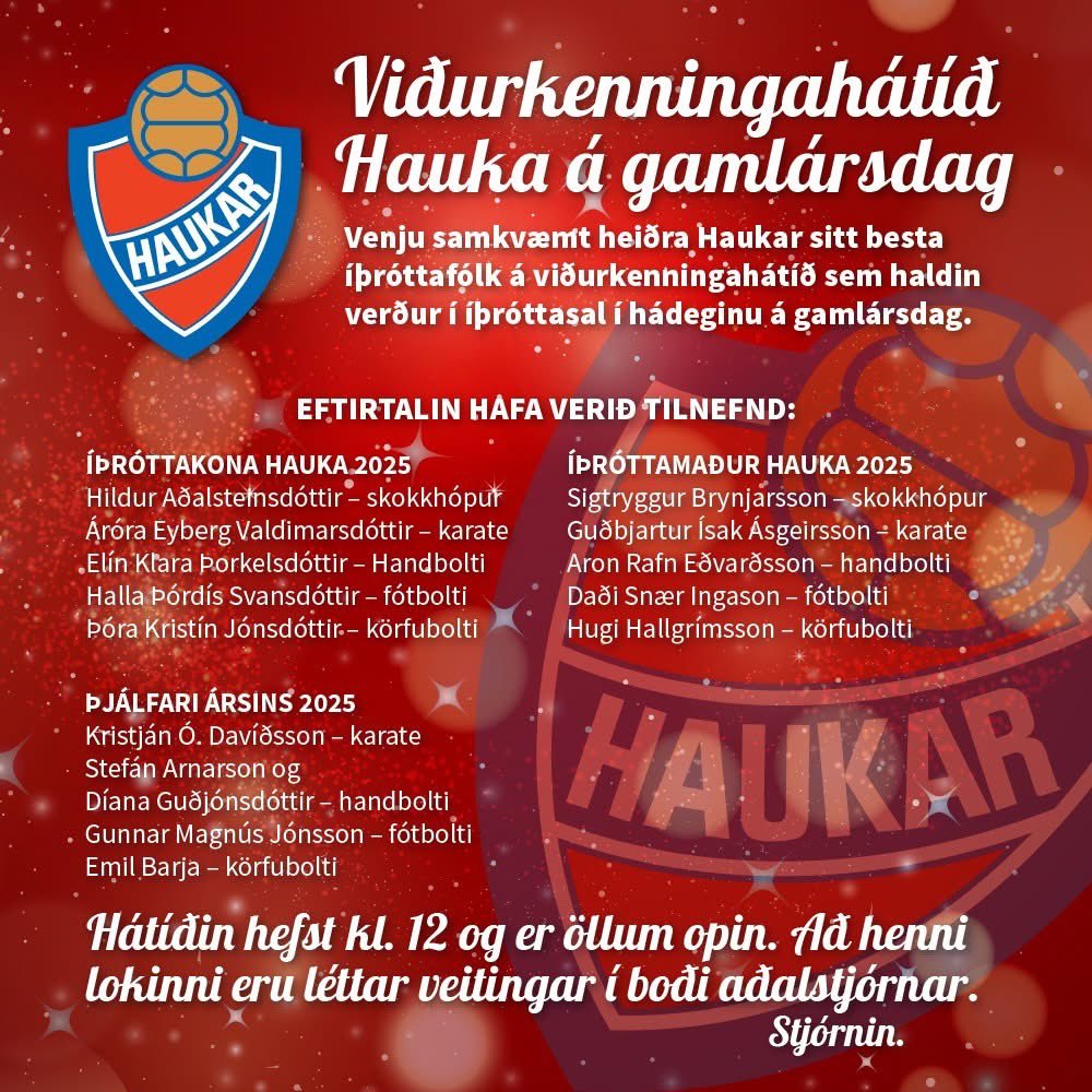 Viðurkenningahátíð Hauka á gamlársdag 🎉🏆