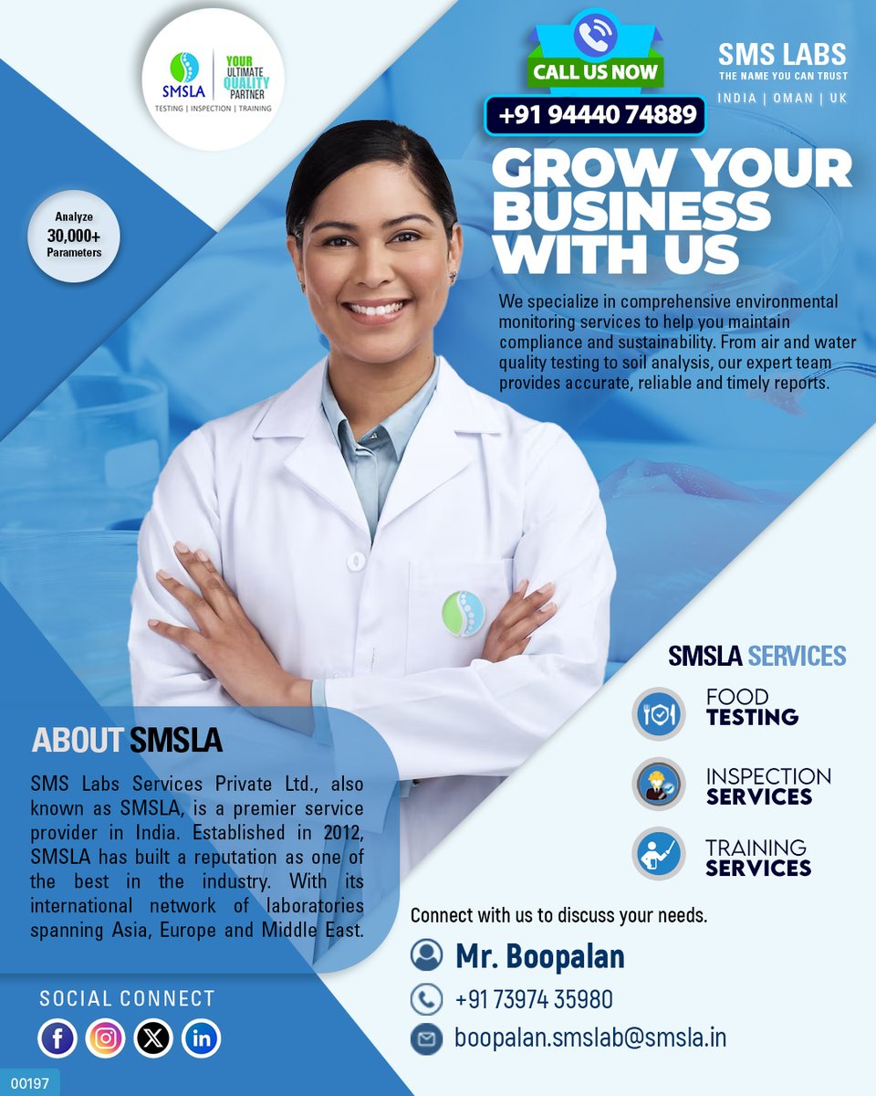 SmslaUK's tweet photo. Schedule a consultation with our esteemed expert, Mr. Boopalan, today! +91-73974 35980 | boopalan.smslab@smsla.in | https://t.co/6tDn8C9oGS | https://t.co/GrEz1eKepH #smsla #smslaexperts #smslaposters #Environmenttesting https://t.co/qHyE2UW2m7