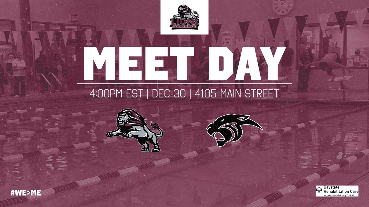 Lionathletics's tweet photo. 🏊‍♂️💪 MEET DAY! Our Varsity Swimming team is ready to conquer the pool at Palmer today! Join us at 4:00 PM EST (4105 Main Street). Let's go! #WE>Me https://t.co/UYNG7bOAKx