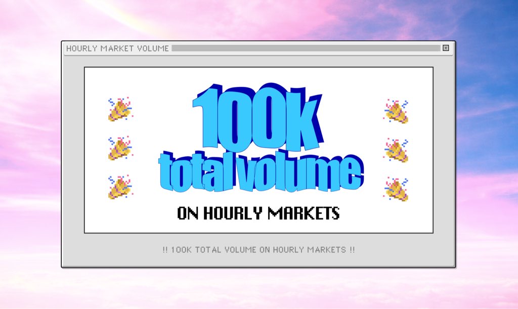 We’re excited to share that since launching hourly markets barely 2 months ago, we’ve done over $100k in trading volume! 🐱

Short term markets are poised to be the most successful and growing type of prediction market products.

Try them out yourself: 9lives.so/simple/campaig…