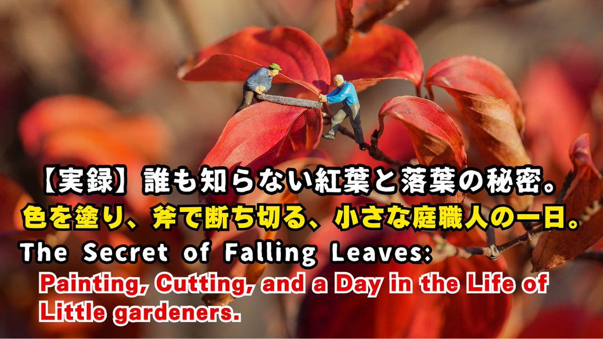 小人たちの仕事ぶり、ご覧にいただけます。今回は、紅葉と洛陽に励む小人たちの様子です。youtu.be/VGgAoM1qFDs