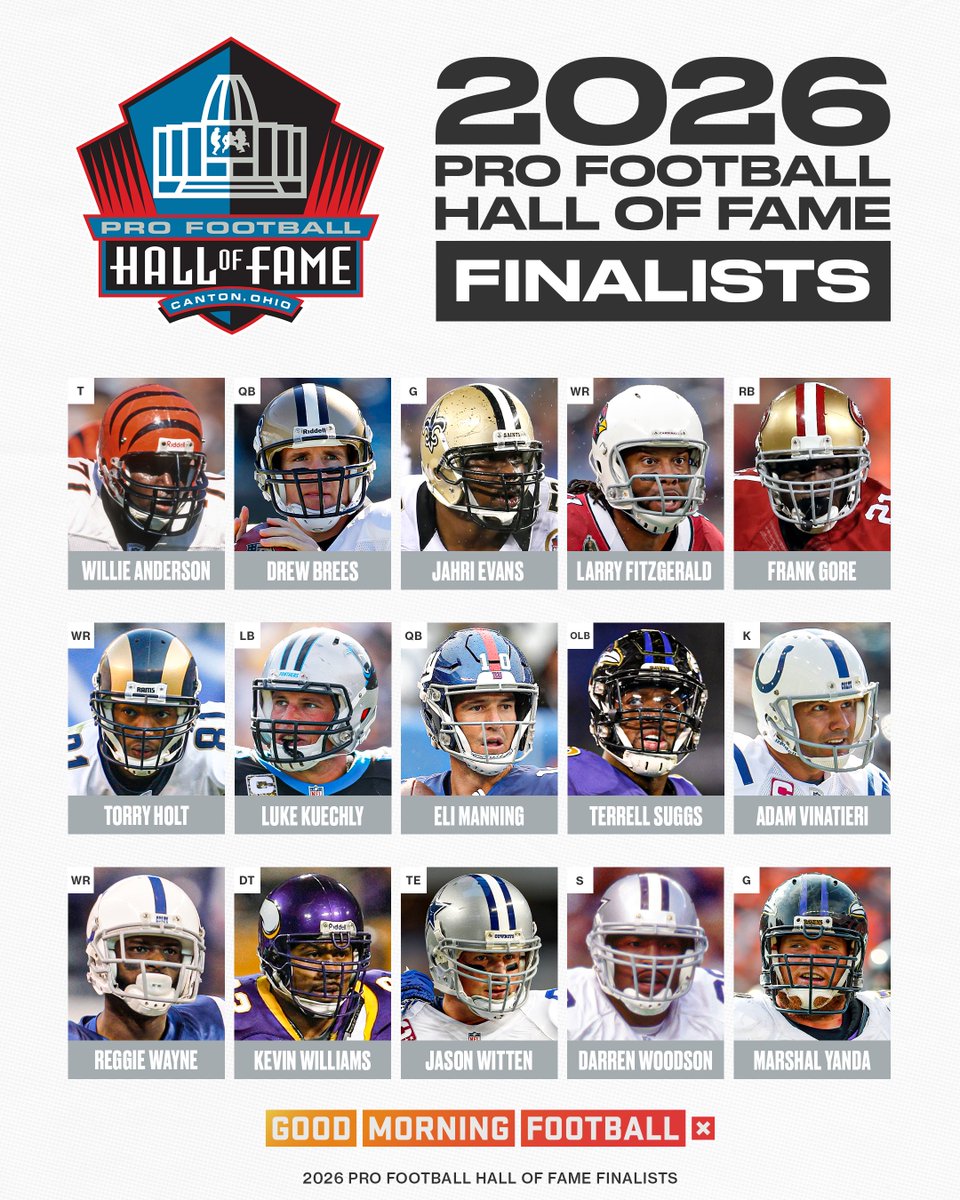 gmfb's tweet image. Your Class of 2026 Pro Football Hall of Fame Finalists 👏
