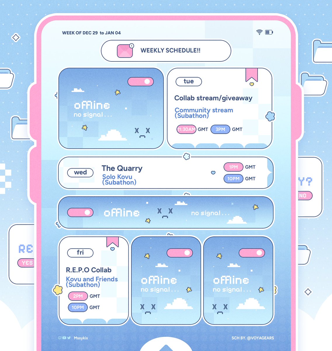 Schedule for this week sorry it's so late! Accidentally deleted the version I pre made lol so quickly made a new one lolol