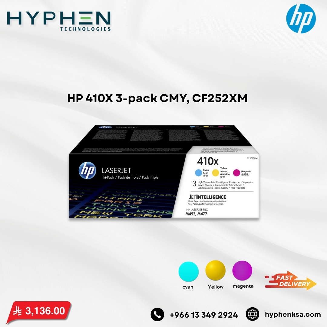hyphenksa2025's tweet photo. Don't let your work fade. Keep prints perfect with genuine HP ink &amp; toner. 🎨

🖨️ HP 410X 3-PACK CMY TONER
Triple value for your office.
For HP LaserJet Pro M452/M477 series.

👉 Shop: https://t.co/niNxW7Rgk5
📞 Call: +966 13 349 2924
#HPInk #HPToner #DesignJet #OfficeSupplies https://t.co/djfVRk5F2p