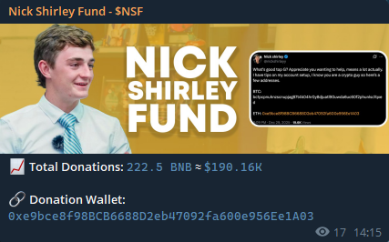 Quick Update about $NSF
Reached new ATH 3.62M, almost 2h ago
Total $190k donated so far