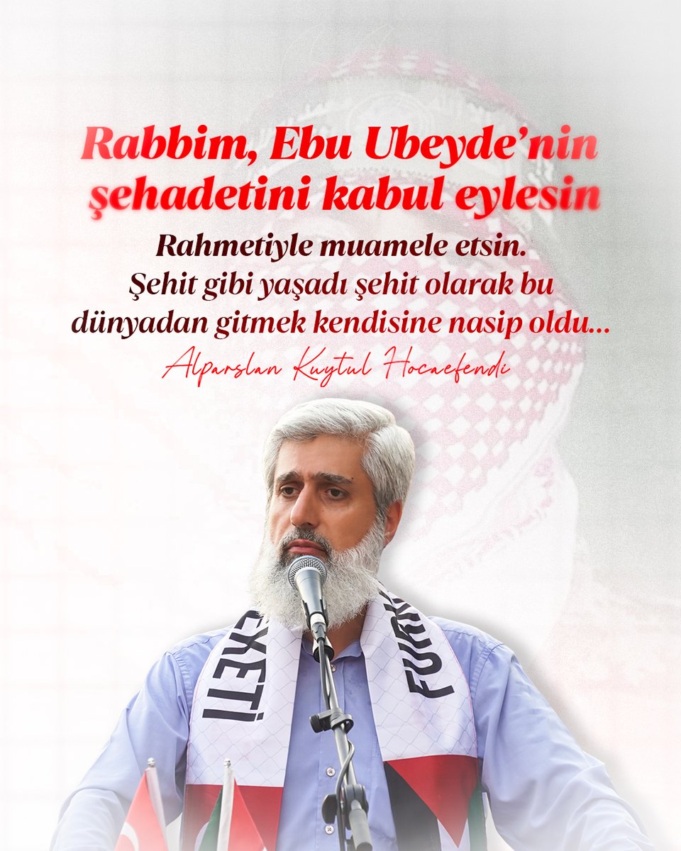 Rabbim, Ebu Ubeyde'nin şehadetini kabul eylesin, rahmetiyle muamele etsin. Şehit gibi yaşadı şehit olarak bu dünyadan gitmek kendisine nasip oldu...

#EbuUbeyde