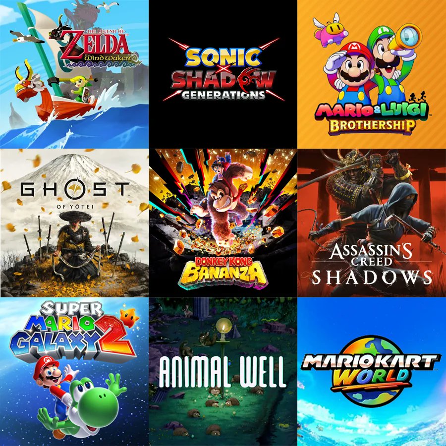 With 2025 very quickly coming to an end, here's my traditional graphic featuring my favourite playthroughs of the year!

Lots of Mario and Japan stuff this time...