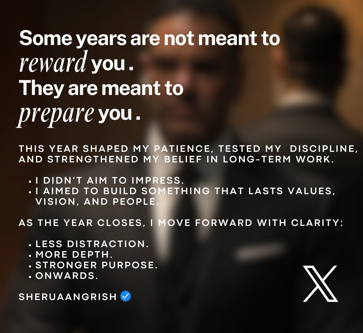 Some years are not meant to reward you.
They are meant to prepare you.

This year shaped my patience, tested my discipline, and strengthened my belief in long-term work.

I didn’t aim to impress.
I aimed to build something that lasts—values, vision, and people.

As the year
