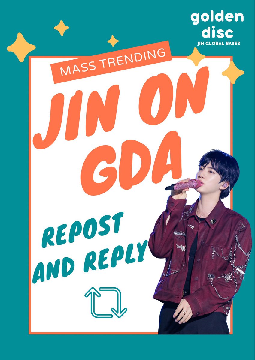 If you see this twt, repost and reply:

GOLDENDISC SHINE FOR JIN
#GDAforJin