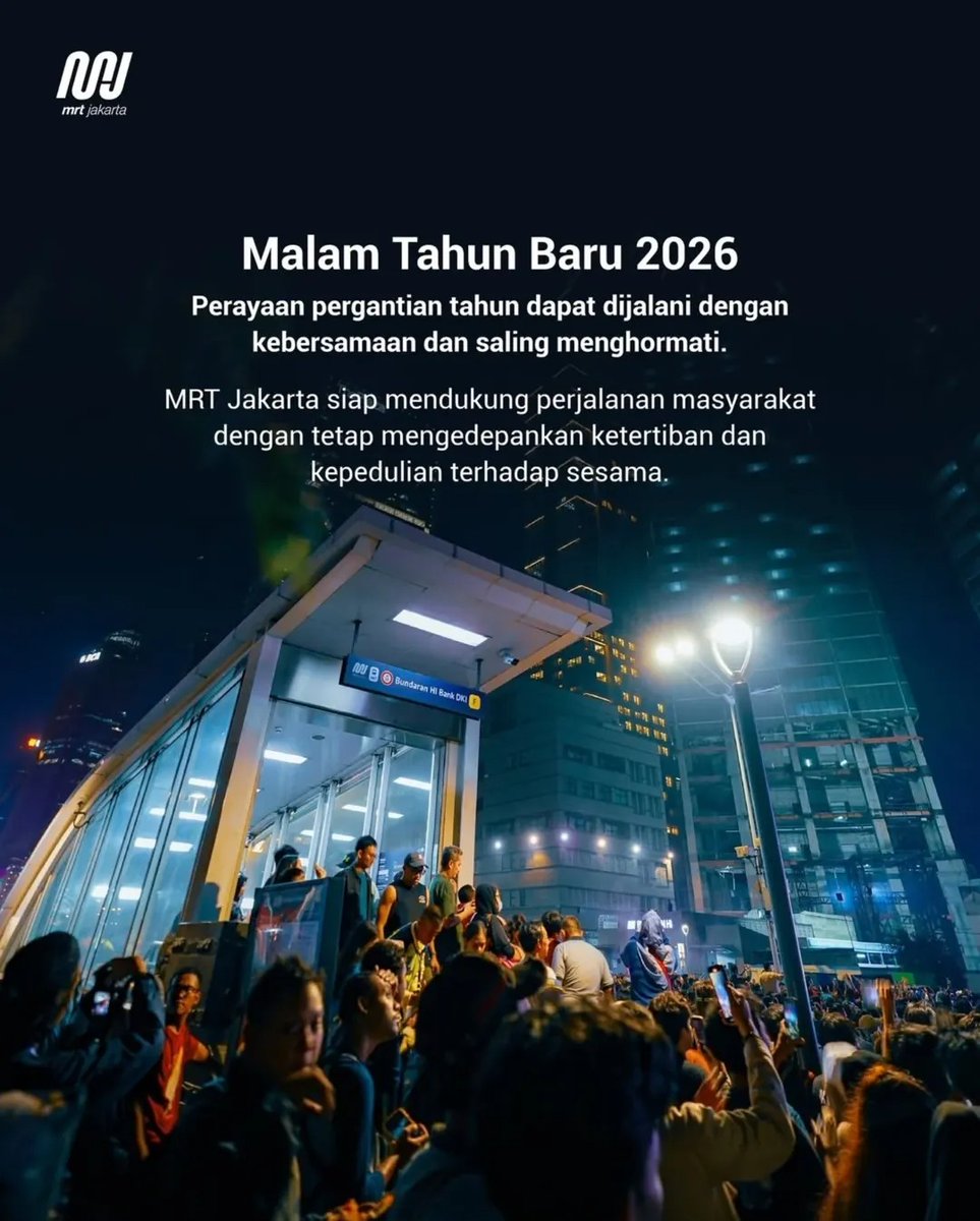 Malam Tahun baru mau jalan jalan tapi bingung naik kendaraan apa. Tenang aja, MRT Jakarta tetap buka sampai dengan jam 02.00.