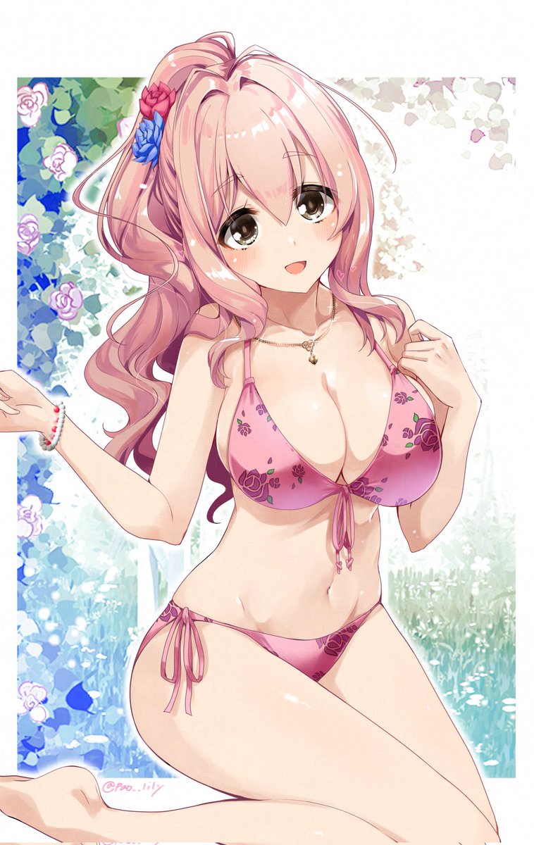 【絵】[トロピカルサマー]琴歌お嬢様を描きました👙🌺 