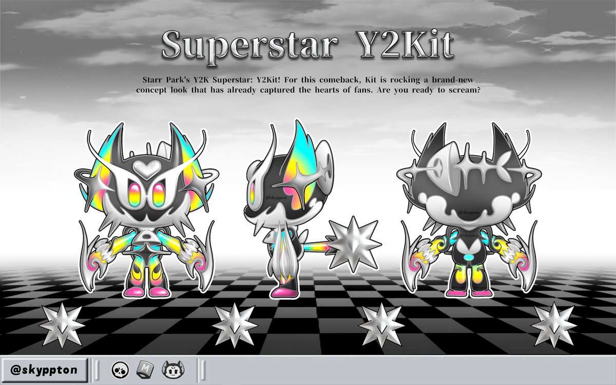 huhoo_official's tweet photo. My first #SupercellMake submission! Here is my design for Kit: Superstar Y2Kit 🐱✨

"Starr Park's Y2K Superstar: Y2Kit! For this comeback, Kit is rocking a brand-new concept look that has already captured the hearts of fans. Are you ready to scream?" 🎤🌈

🗳️ VOTE HERE: ⬇️ 
https://t.co/JL6i24QGNc

📺 Watch the Process (Speedpaint): ⬇️ 
https://t.co/OzygVUe6R5

#BrawlStars #BrawlStarsArt #Kit #SupercellMakeSkin #Y2Kit #supercellmake